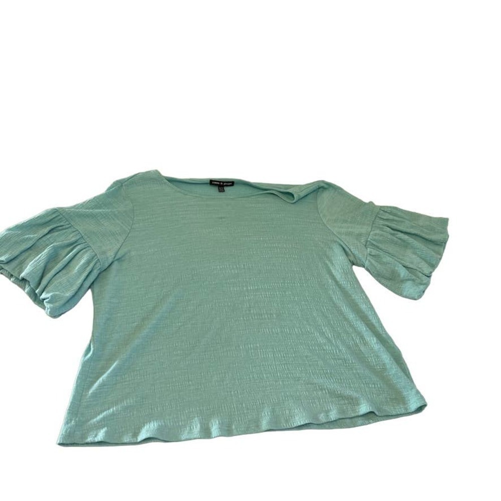 Cable & Gauge light blue flutter sleeve top XL